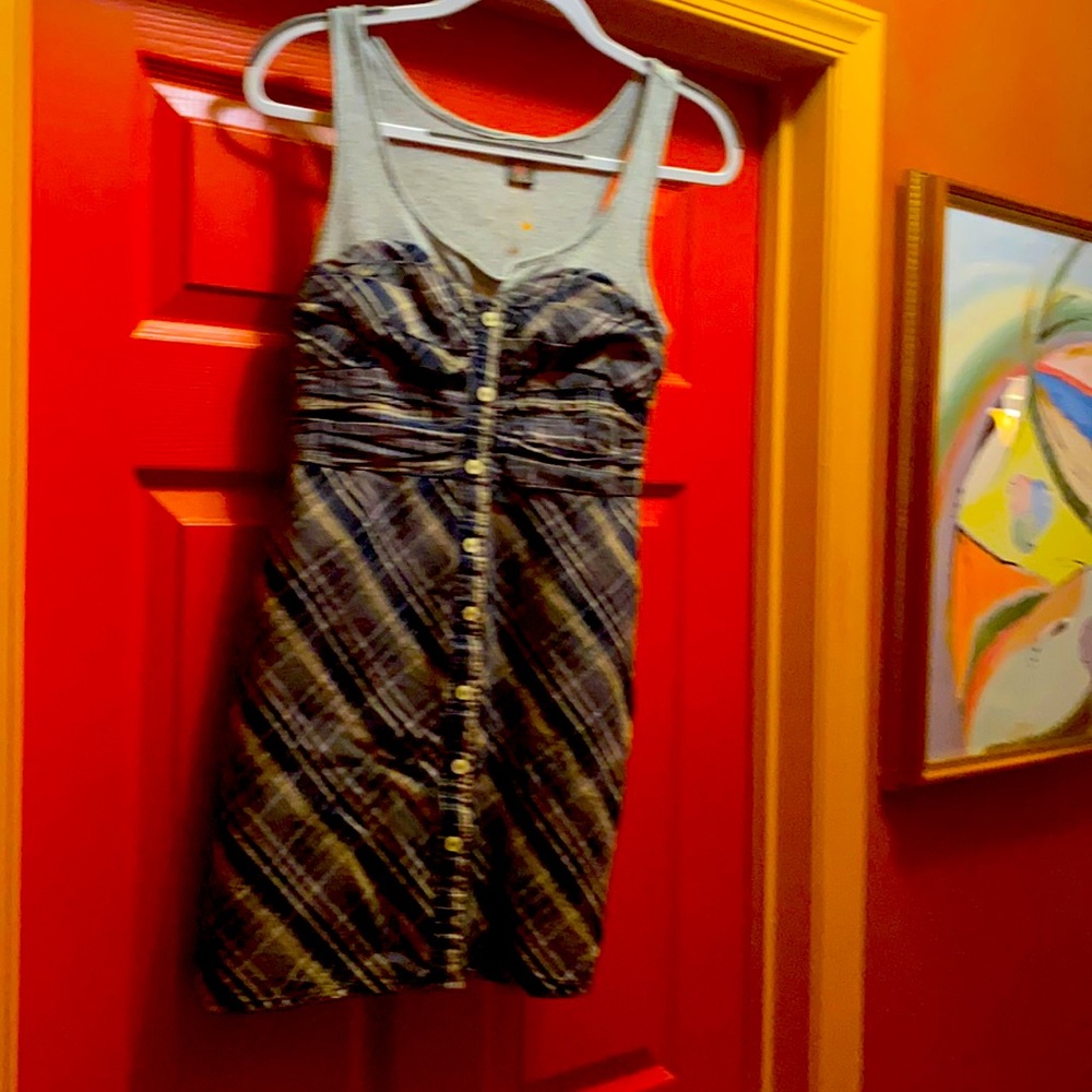 Free People 100% Cotton Plaid Mini Dress